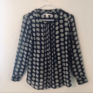 Banana Republic Navy/Cream Dot Blouse